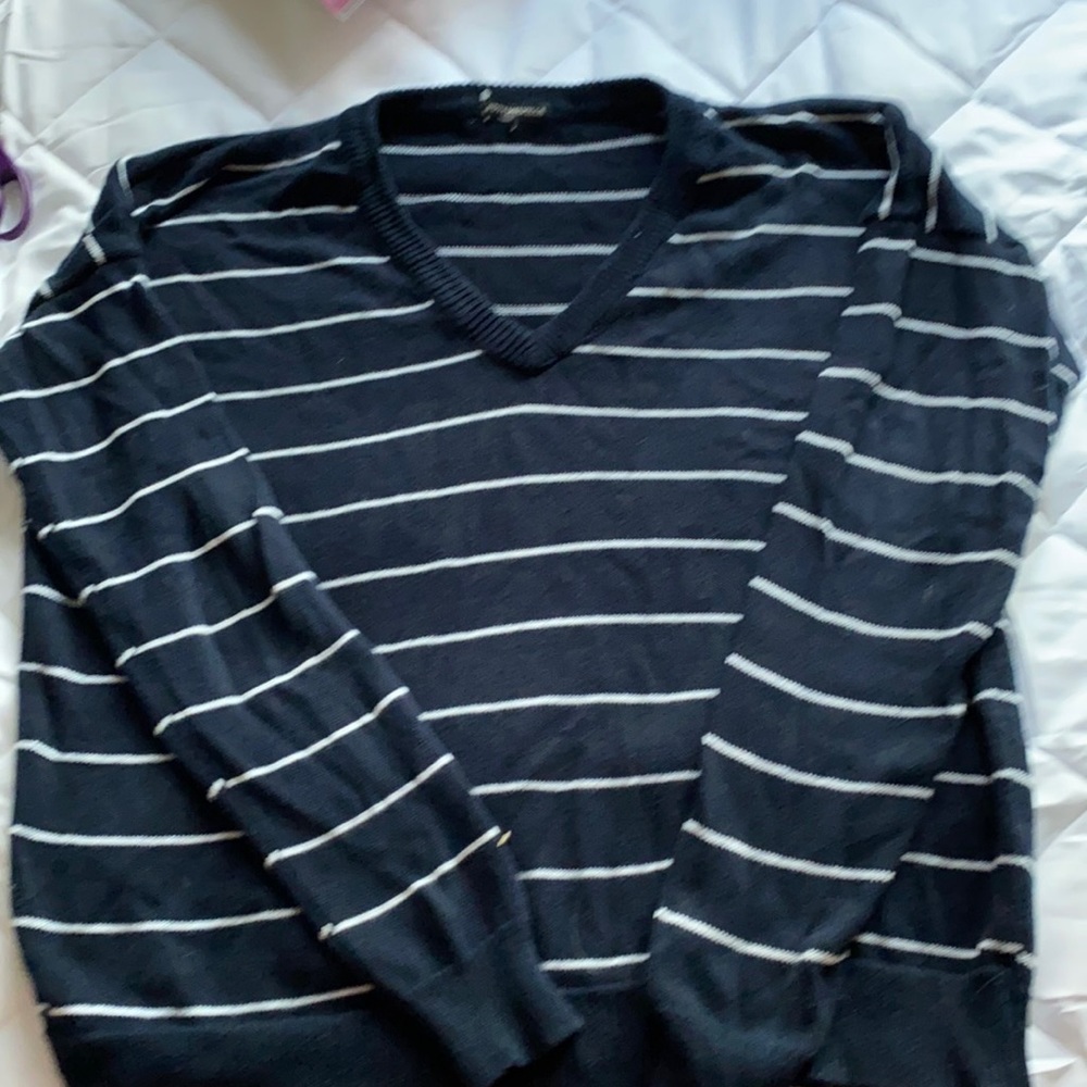 Brandy Melville one size navy white pinstripe sweater